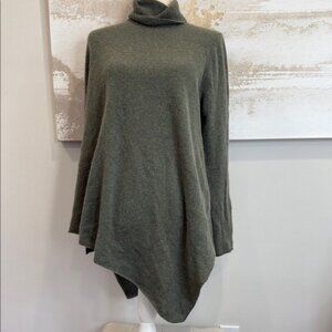 Magaschoni Cashmere Sweater Tunic Mock Neck Women Medium Green Soft & Cozy